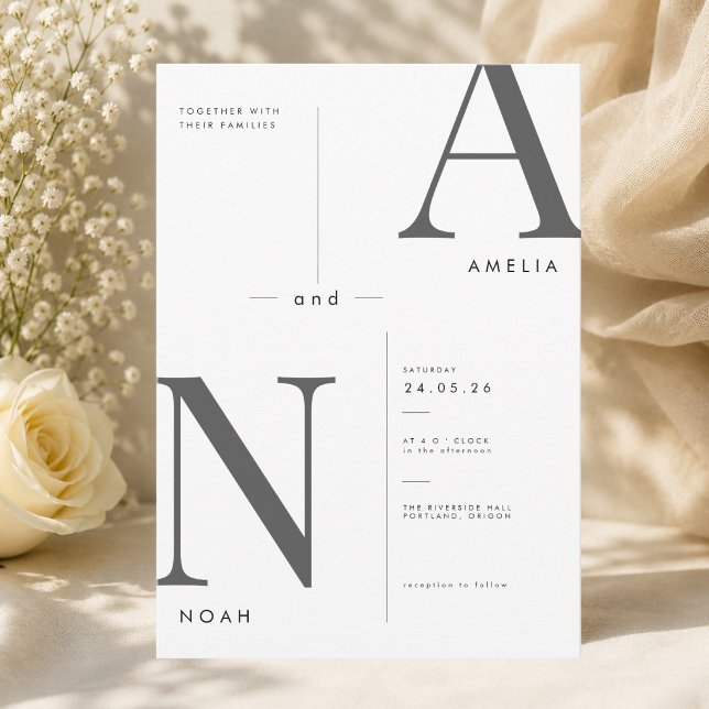 Minimalistisk typografi bröllopsinbjudan inbjudningar (Skapare uppladdad)