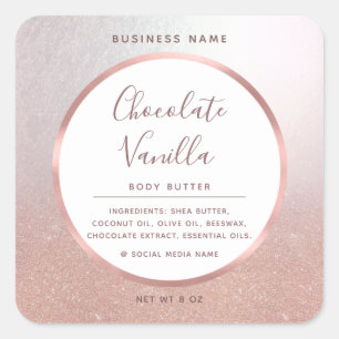 Minimalistisk typografi cirkel folie rosé guld ram fyrkantigt klistermärke