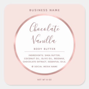 Minimalistisk typografi cirkel folie roséguld ram fyrkantigt klistermärke