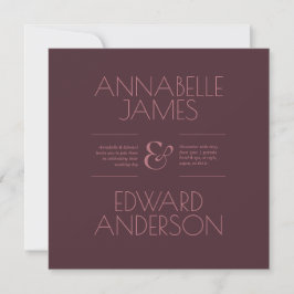 Minimalistisk typografi Elegant Burgunderröd Bröll Inbjudningar