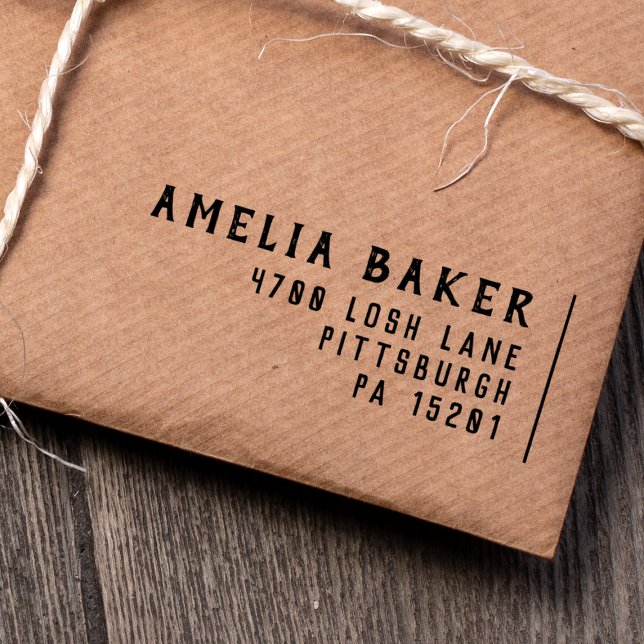 Minimalistisk typografi - enkel modern Returadress Stämpel (Rubber Stamp Mock-up)