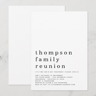 Minimalistisk typografi-familjerätten Party Inbjudningar