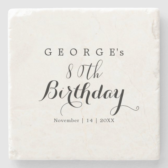 Minimalistisk typografi födelsedagsfest design stenunderlägg (Framsidan)