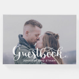 Minimalistisk typografi Foto Bröllop Guestbook Gästböcker