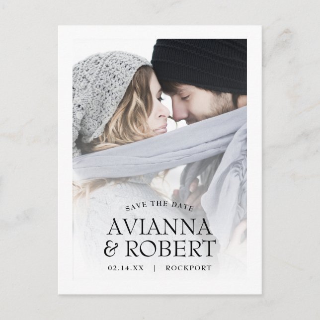 Minimalistisk typografi Foto Spara datumet Meddelande Vykort (Framsida)