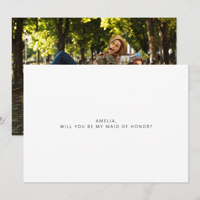 Minimalistisk typografi - fotot Maid of honor Frie Anteckningskort (Fram/baksida)