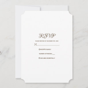Minimalistisk typografi Guld & Vit Bröllops-RSVP Inbjudningar
