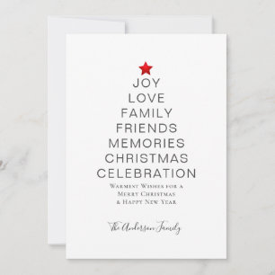 Minimalistisk typografi Julgran Red Julkort