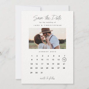 Minimalistisk typografi Kalender Foto Bröllop Spara Datumet