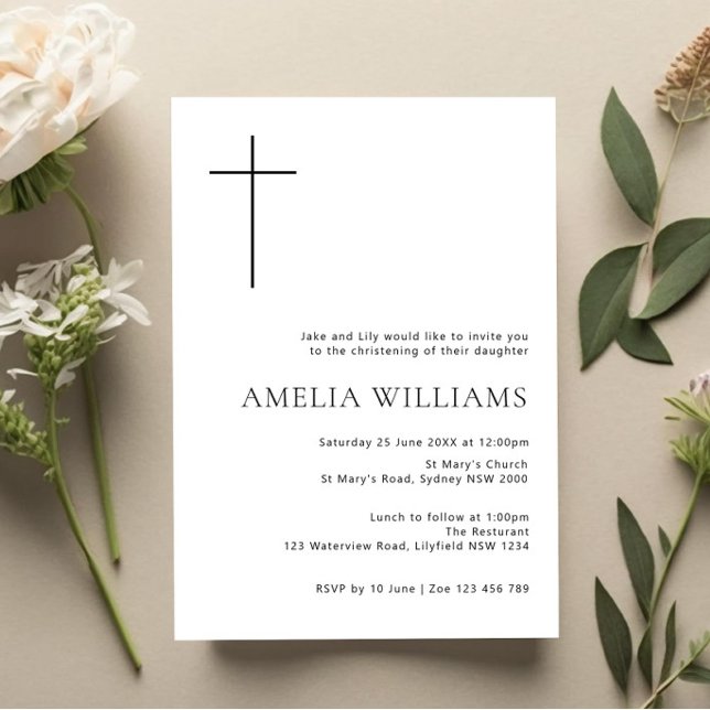 Minimalistisk typografi kor-baptism inbjudningar (Skapare uppladdad)