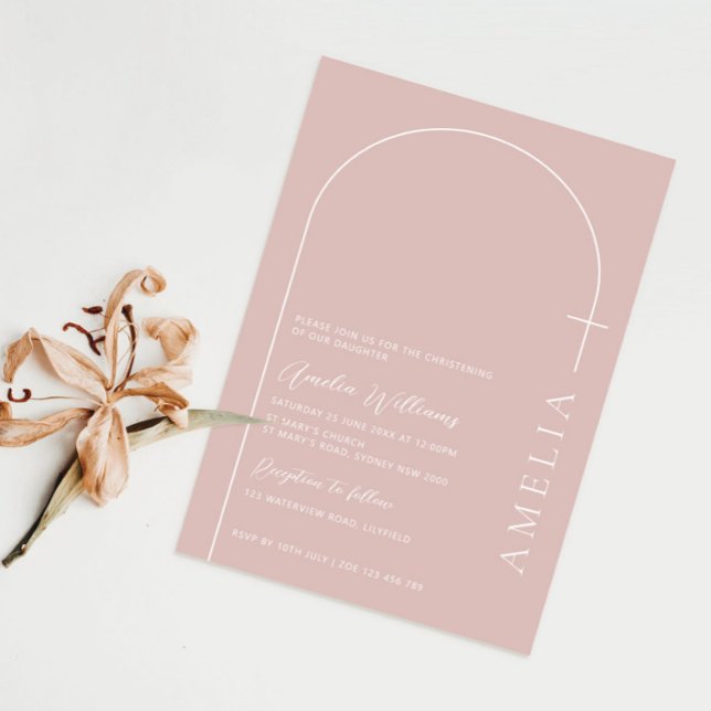 Minimalistisk typografi kor ro rosa-båge inbjudningar (Skapare uppladdad)