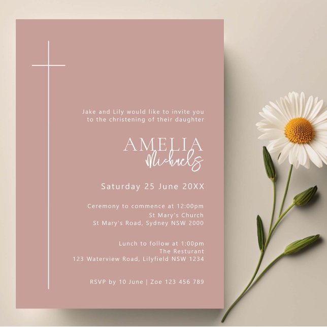 Minimalistisk typografi kor ro rosa-båge inbjudningar (Skapare uppladdad)