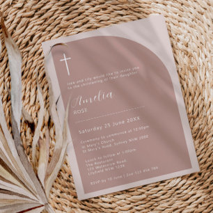 Minimalistisk typografi kor rosa ros-båge inbjudningar