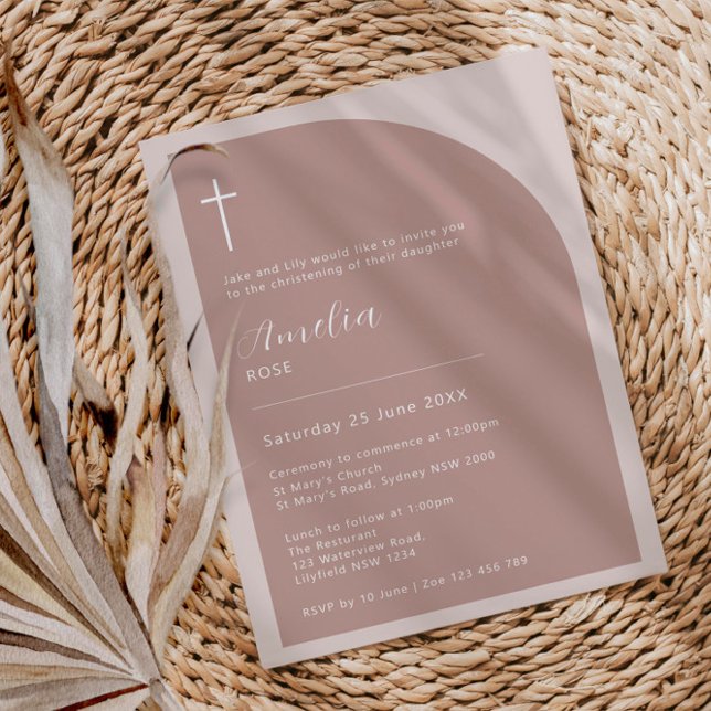 Minimalistisk typografi kor rosa ros-båge inbjudningar (Skapare uppladdad)