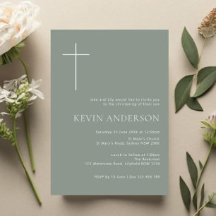 Minimalistisk typografi kor-sage-baptism inbjudningar