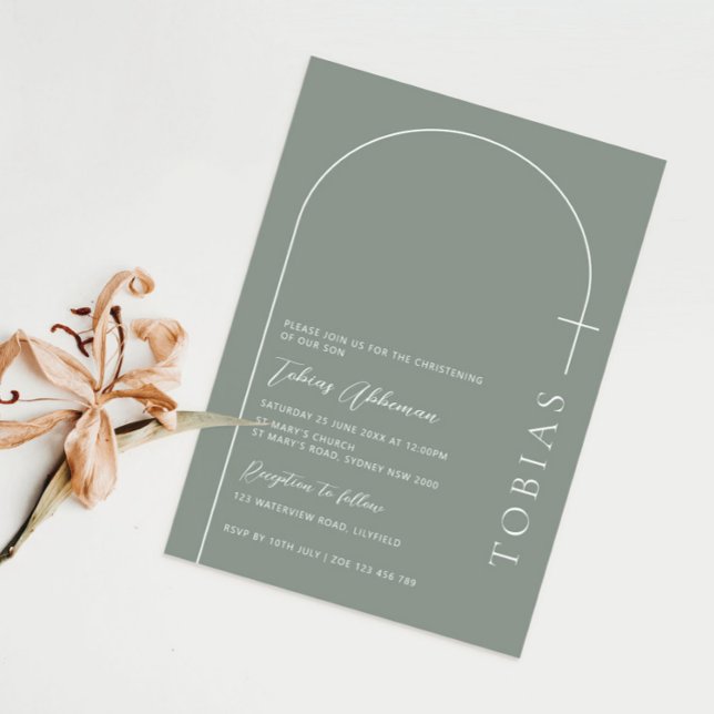Minimalistisk typografi kor-sage-baptism inbjudningar (Skapare uppladdad)