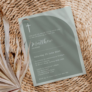 Minimalistisk typografi korsbåge dop inbjudningar