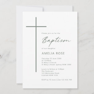 Minimalistisk typografi korsdop inbjudningar