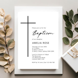 Minimalistisk typografi korsdop inbjudningar
