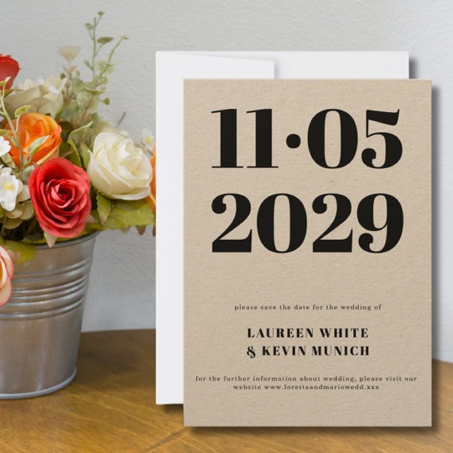 Minimalistisk typografi Kraft Spara datumet Inbjudningar (Skapare uppladdad)