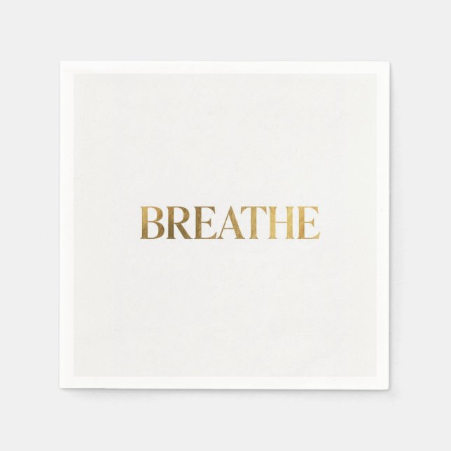 Minimalistisk typografi med guldbokstav andas pappersservett (Framsidan)