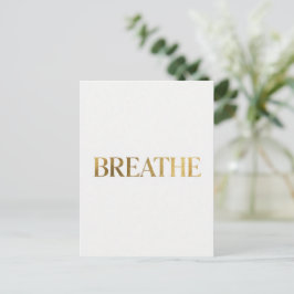 Minimalistisk typografi med guldbokstav ordet anda vykort