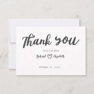 Minimalistisk typografi Modern bröllops-tackkort Tack Kort