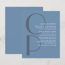 Minimalistisk typografi monogram bröllopsinbjudan