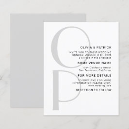 Minimalistisk typografi monogram bröllopsinbjudan