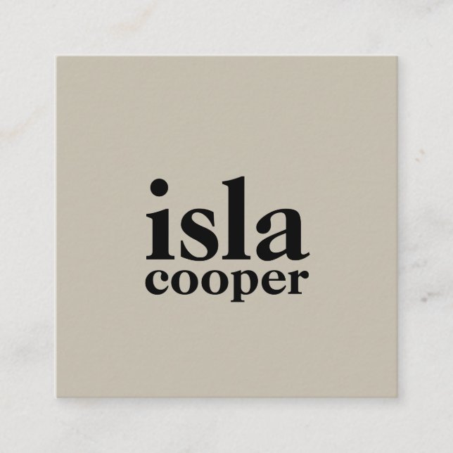 Minimalistisk typografi Neutral Beige Namnkort (Framsida)