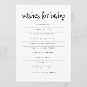 Minimalistisk typografi Önskemål för babyvykort Inbjudningar
