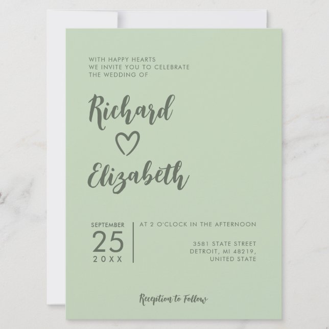 Minimalistisk typografi Ren Modern Bröllop Inbjudningar (Framsida)