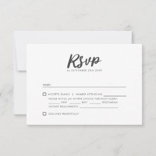 Minimalistisk typografi Ren modern bröllops-svar OSA Kort