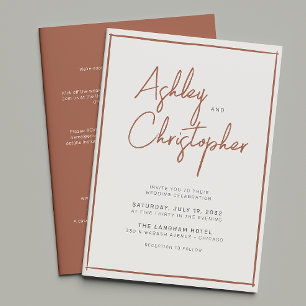 Minimalistisk typografi-skript allt-i-ett-Bröllop Inbjudningar