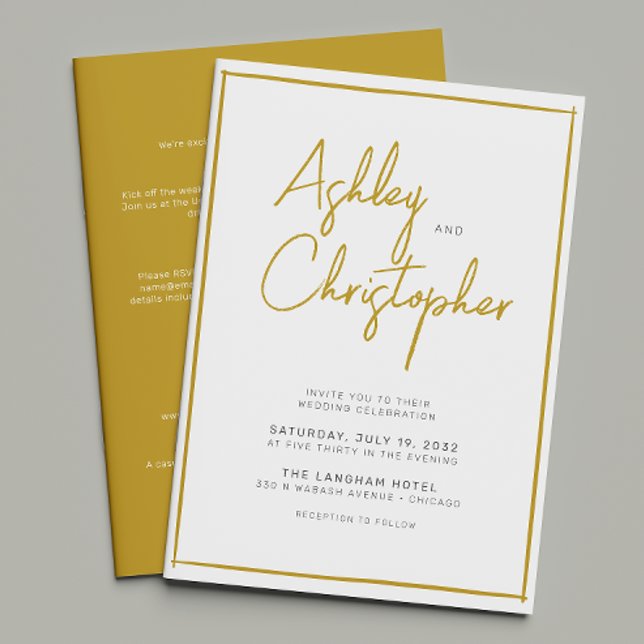 Minimalistisk typografi-skript allt-i-ett-Bröllop Inbjudningar (Skapare uppladdad)