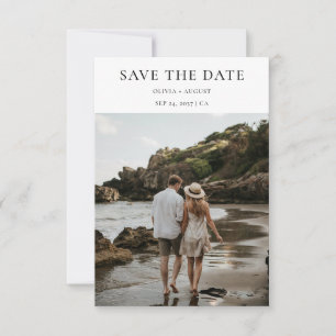 Minimalistisk typografi Stil   Beach Photo Bröllop Spara Datumet
