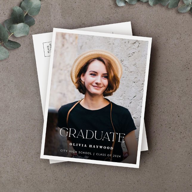 Minimalistisk typografi - Studentfest Inbjudan Vykort (Skapare uppladdad)