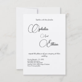 Minimalistisk typografi, svart och vit bröllop inbjudningar