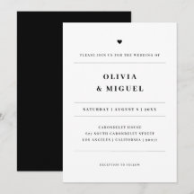Minimalistisk typografi Svart Vitt Hjärta Bröllop