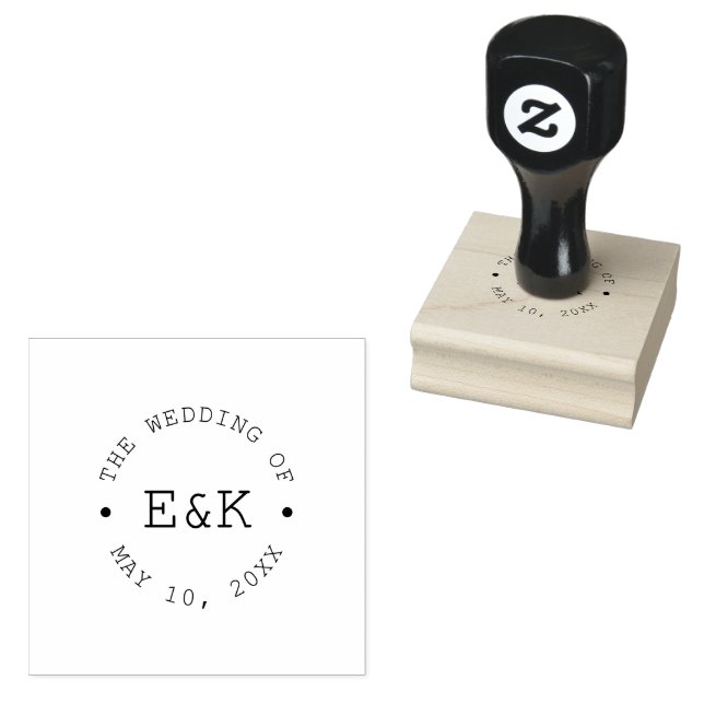 Minimalistisk typografisk Bröllop Emblem Rubber Fr Stämpel (Stämplad)