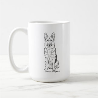 Minimalistisk tysk schäferhund linje konst kaffemugg