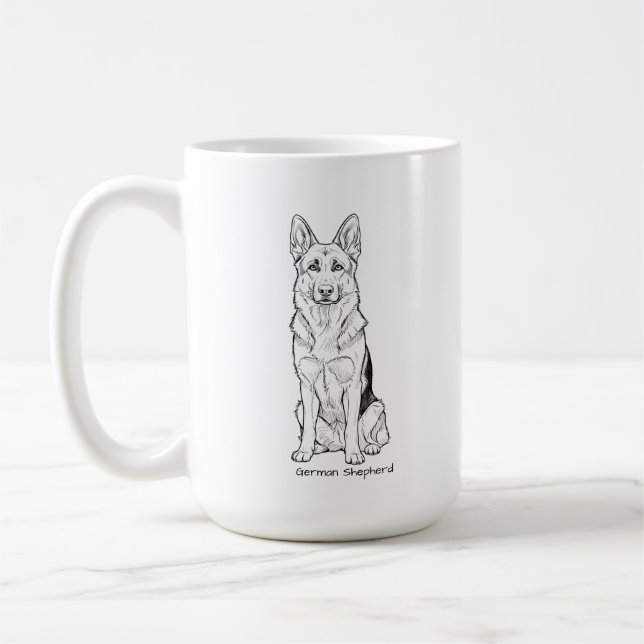Minimalistisk tysk schäferhund linje konst kaffemugg (Vänster)