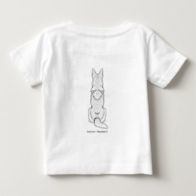 Minimalistisk tysk shepherdhund linje konst  t shirt (Baksida)