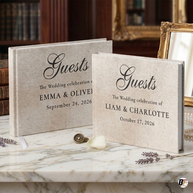 Minimalistisk Tyst Lyx Crème Texturerad Bröllop Gästböcker (#wedding)