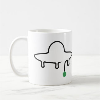 Minimalistisk UFO-entukonst med grön droppe Kaffemugg