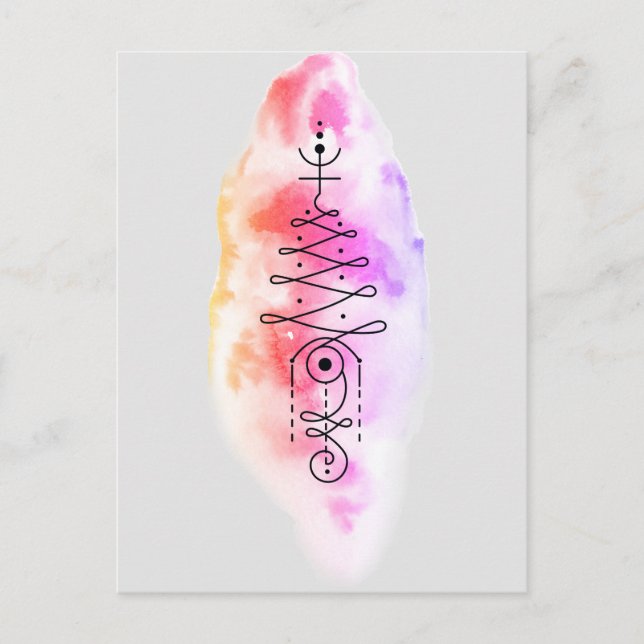 Minimalistisk Unalome-klotterregnbåge Vykort (Framsida)