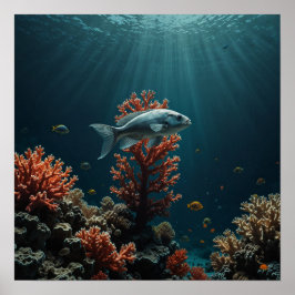 Minimalistisk undervattensscen poster