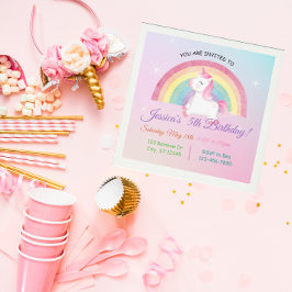 Minimalistisk Unicorn Rainbow Glitter födelsedag Inbjudningar