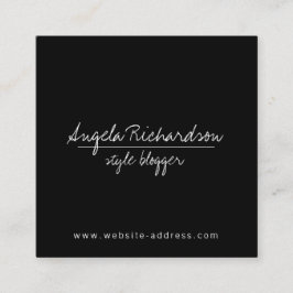 Minimalistisk, unik, handskriven Bloggare svart Fyrkantigt Visitkort