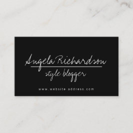 Minimalistisk, unik, handskriven Bloggare svart Visitkort